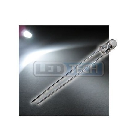 LED dioda 3mm studená bílá round 30°