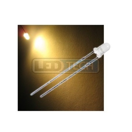 LED dioda 3mm teplá bílá round 30°