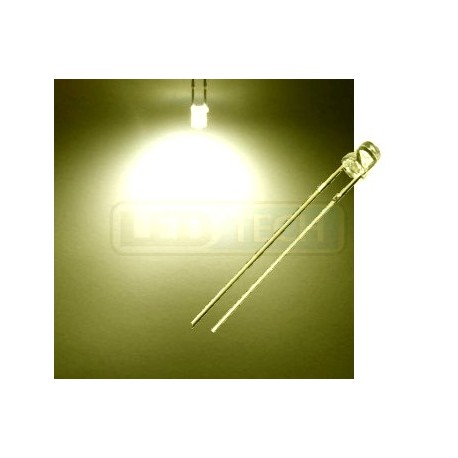 LED dioda 3mm teplá bílá ploché čelo 100°