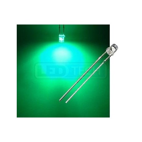 LED dioda 3mm zelená ploché čelo 100°