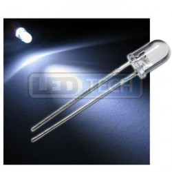 LED dioda 5mm studená bílá round 30°