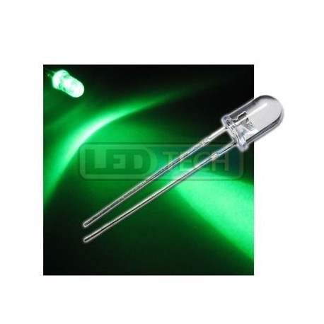 LED dioda 5mm zelená round 30°