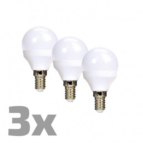 ECOLUX LED žárovka 3-pack , miniglobe, 6W, E14, 3000K, 450lm, 3ks
