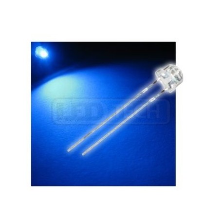 LED dioda 5mm modrá straw hat 120°