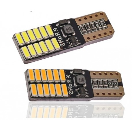 ORANŽOVÁ LED žárovka T10 W5W 24x SMD 9-30V canbus