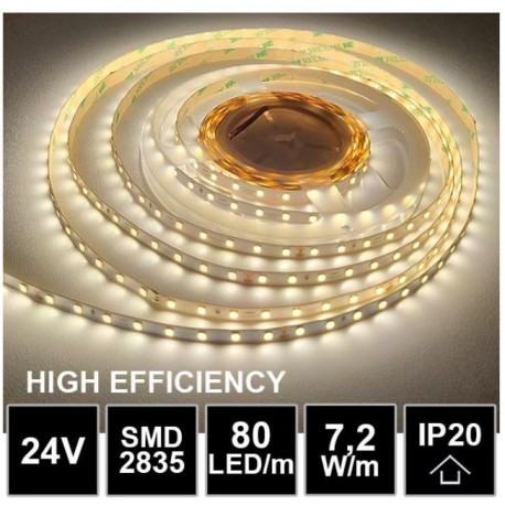 LED pásek 24V 7.2W, 80 LED, High Efficiency - Denní bílá