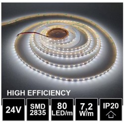 LED pásek 24V 7.2W, 80 LED, High Efficiency - Studená bílá