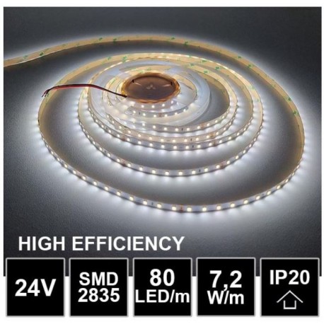 LED pásek 24V 7.2W, 80 LED, High Efficiency - Studená bílá