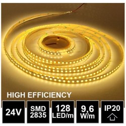 LED pásek 24V 9.6W, 128 LED, High Efficiency - Teplá bílá