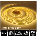 LED pásek 24V 9.6W, 128 LED, High Efficiency - Teplá bílá