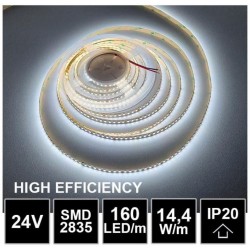 LED pásek 24V 14.4W, 160 LED, High Efficiency - Studená bílá