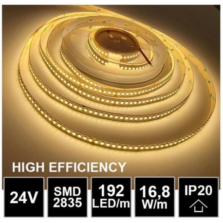 LED pásek 24V 16.8W, 192 LED, High Efficiency - Teplá bílá