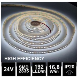 LED pásek 24V 16.8W, 192 LED, High Efficiency - Studená bílá