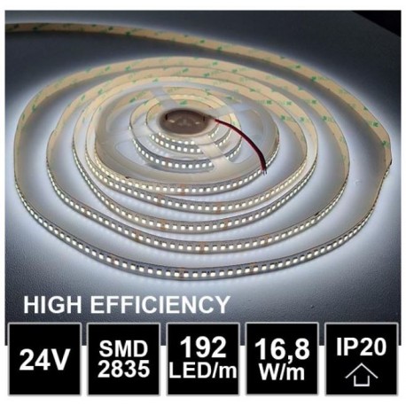 LED pásek 24V 16.8W, 192 LED, High Efficiency - Studená bílá