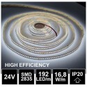 LED pásek 24V 16.8W, 192 LED, High Efficiency - Studená bílá