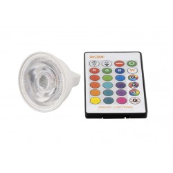 LED žárovka RGBW MR16 3W 60°, RGB + Studená bílá