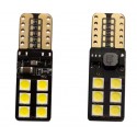 LED žárovka T10 W5W 12x SMD 3030 stranová 9-18V canbus bílá